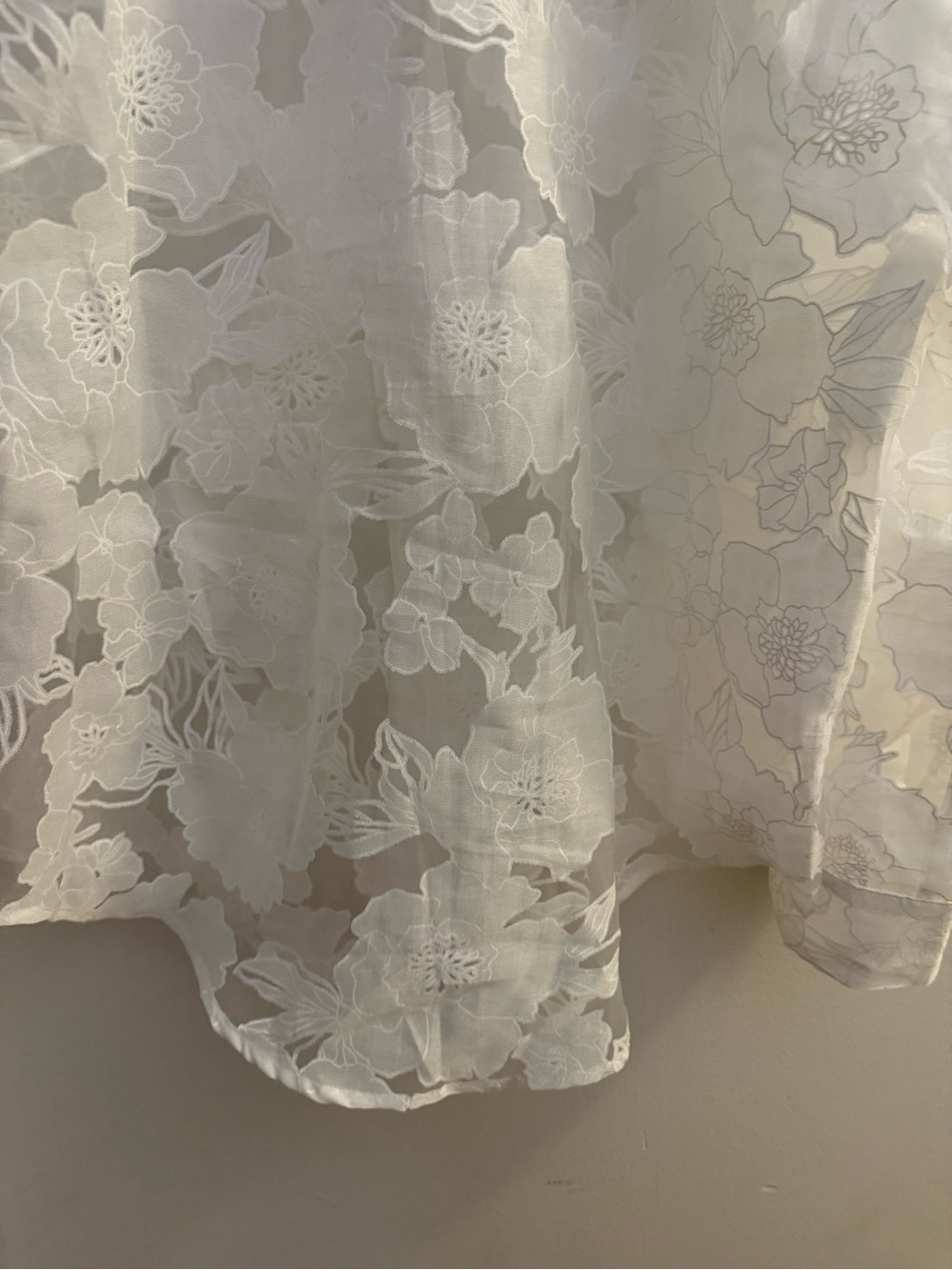 JLUXLABEL White Sheer Floral Lace Button-Down Shirt - Picture 4 of 14